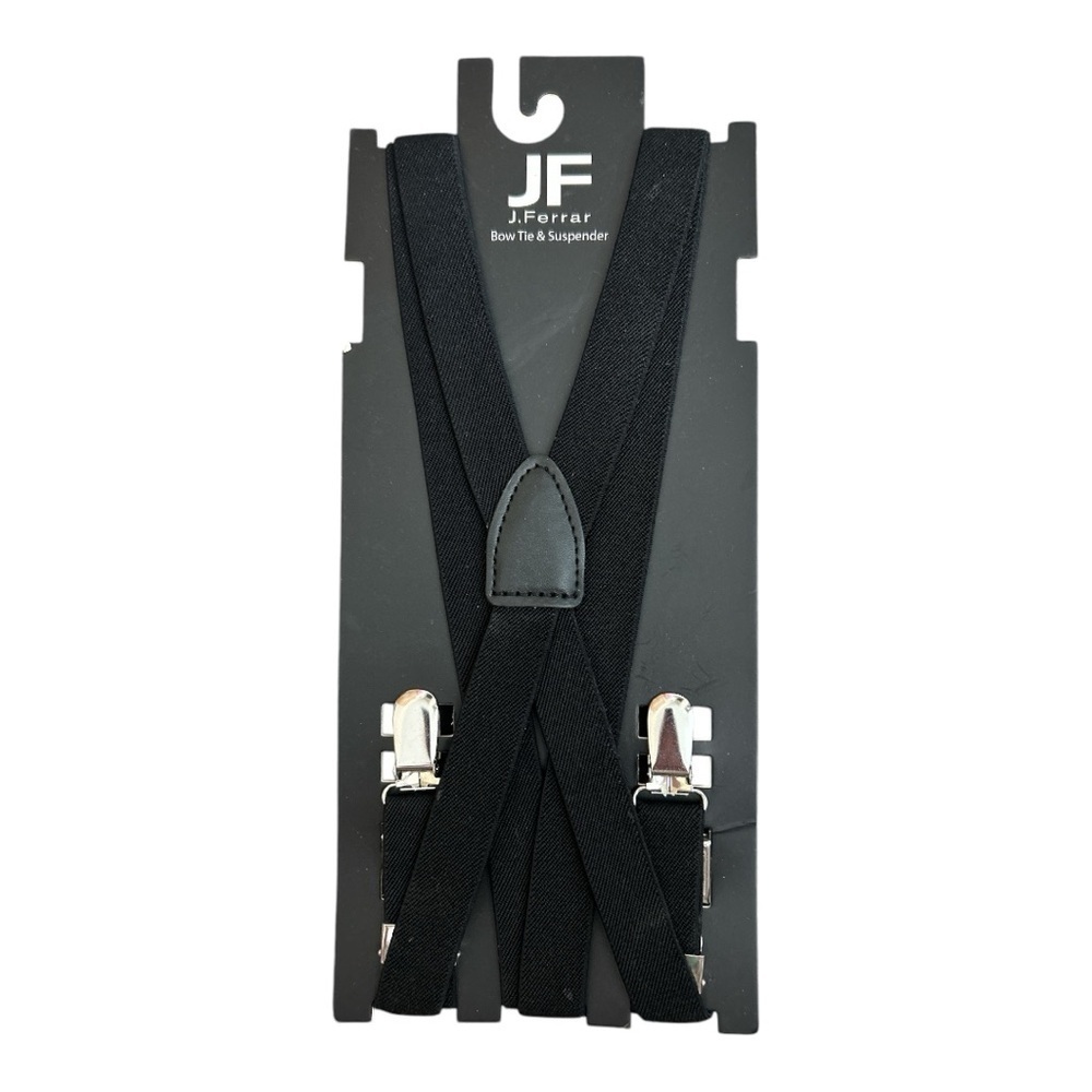 JF J. Ferrar Black Adjustable Elastic Suspenders NEW